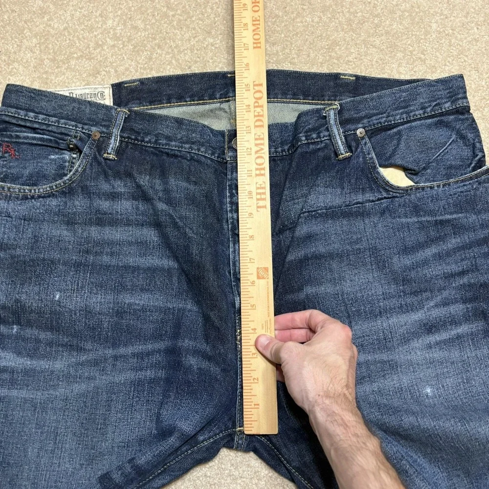 Polo Ralph Lauren Selvedge Denim Jeans Mens 44Bx30 Big Tall Straight Whiskers